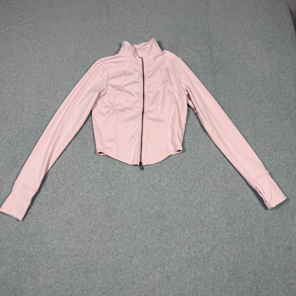 Gilly Hicks Recharge Pink Full Zip Active Jacket Mock Neck Thumbholes XS - Picture 2 of 8